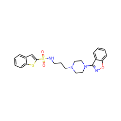 O=S(=O)(NCCCN1CCN(c2noc3ccccc23)CC1)c1cc2ccccc2s1 ZINC000169352074