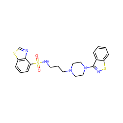 O=S(=O)(NCCCN1CCN(c2nsc3ccccc23)CC1)c1cccc2scnc12 ZINC000114599221