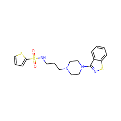 O=S(=O)(NCCCN1CCN(c2nsc3ccccc23)CC1)c1cccs1 ZINC000146793951