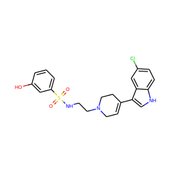 O=S(=O)(NCCN1CC=C(c2c[nH]c3ccc(Cl)cc23)CC1)c1cccc(O)c1 ZINC000114612037