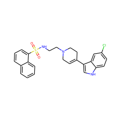 O=S(=O)(NCCN1CC=C(c2c[nH]c3ccc(Cl)cc23)CC1)c1cccc2ccccc12 ZINC000114603572