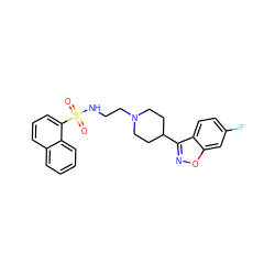 O=S(=O)(NCCN1CCC(c2noc3cc(F)ccc23)CC1)c1cccc2ccccc12 ZINC000114602899