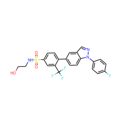 O=S(=O)(NCCO)c1ccc(-c2ccc3c(cnn3-c3ccc(F)cc3)c2)c(C(F)(F)F)c1 ZINC000049053928