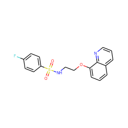 O=S(=O)(NCCOc1cccc2cccnc12)c1ccc(F)cc1 ZINC000002876149