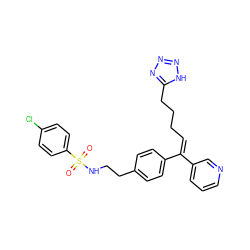 O=S(=O)(NCCc1ccc(/C(=C\CCCc2nnn[nH]2)c2cccnc2)cc1)c1ccc(Cl)cc1 ZINC000013733264