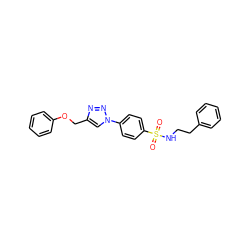 O=S(=O)(NCCc1ccccc1)c1ccc(-n2cc(COc3ccccc3)nn2)cc1 ZINC000096933870