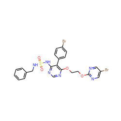 O=S(=O)(NCc1ccccc1)Nc1ncnc(OCCOc2ncc(Br)cn2)c1-c1ccc(Br)cc1 ZINC000095552225