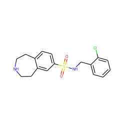 O=S(=O)(NCc1ccccc1Cl)c1ccc2c(c1)CCNCC2 ZINC000040422692