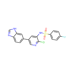 O=S(=O)(Nc1cc(-c2ccc3nc[nH]c3c2)cnc1Cl)c1ccc(F)cc1 ZINC000072180898