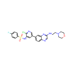 O=S(=O)(Nc1cc(-c2ccc3ncc(NCCN4CCOCC4)nc3c2)cnc1Cl)c1ccc(F)cc1 ZINC000073168176