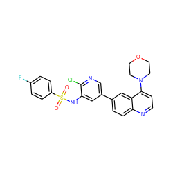 O=S(=O)(Nc1cc(-c2ccc3nccc(N4CCOCC4)c3c2)cnc1Cl)c1ccc(F)cc1 ZINC000066156936