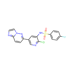 O=S(=O)(Nc1cc(-c2ccc3nccn3n2)cnc1Cl)c1ccc(F)cc1 ZINC000072179698