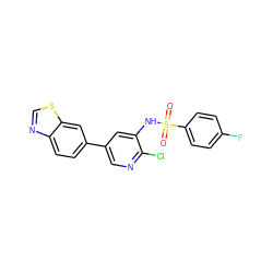 O=S(=O)(Nc1cc(-c2ccc3ncsc3c2)cnc1Cl)c1ccc(F)cc1 ZINC000072180714