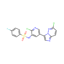 O=S(=O)(Nc1cc(-c2cnc3ccc(Cl)nn23)cnc1Cl)c1ccc(F)cc1 ZINC000113758941