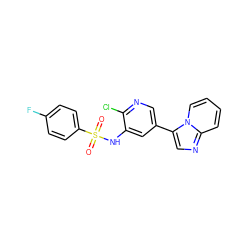 O=S(=O)(Nc1cc(-c2cnc3ccccn23)cnc1Cl)c1ccc(F)cc1 ZINC000113764501