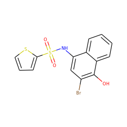 O=S(=O)(Nc1cc(Br)c(O)c2ccccc12)c1cccs1 ZINC000005508709