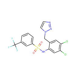 O=S(=O)(Nc1cc(Cl)c(Cl)cc1Cn1ccnn1)c1cccc(C(F)(F)F)c1 ZINC000095559771