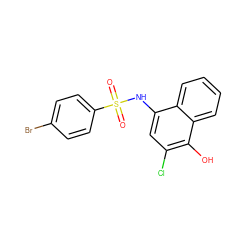 O=S(=O)(Nc1cc(Cl)c(O)c2ccccc12)c1ccc(Br)cc1 ZINC000001212666