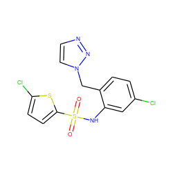 O=S(=O)(Nc1cc(Cl)ccc1Cn1ccnn1)c1ccc(Cl)s1 ZINC000095563251