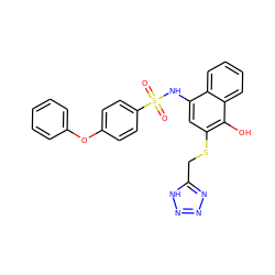 O=S(=O)(Nc1cc(SCc2nnn[nH]2)c(O)c2ccccc12)c1ccc(Oc2ccccc2)cc1 ZINC000169337167