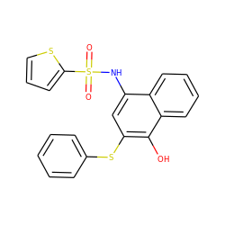 O=S(=O)(Nc1cc(Sc2ccccc2)c(O)c2ccccc12)c1cccs1 ZINC000002685413