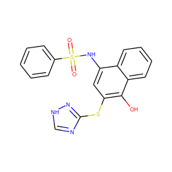 O=S(=O)(Nc1cc(Sc2nc[nH]n2)c(O)c2ccccc12)c1ccccc1 ZINC000002685329