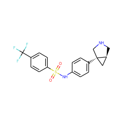 O=S(=O)(Nc1ccc([C@]23CNC[C@H]2C3)cc1)c1ccc(C(F)(F)F)cc1 ZINC000035309417