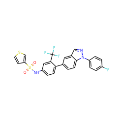 O=S(=O)(Nc1ccc(-c2ccc3c(cnn3-c3ccc(F)cc3)c2)c(C(F)(F)F)c1)c1ccsc1 ZINC000049777115