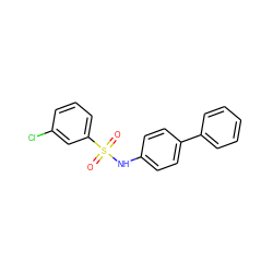 O=S(=O)(Nc1ccc(-c2ccccc2)cc1)c1cccc(Cl)c1 ZINC001772593228