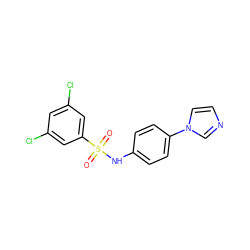 O=S(=O)(Nc1ccc(-n2ccnc2)cc1)c1cc(Cl)cc(Cl)c1 ZINC000103290251