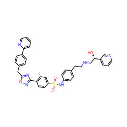 O=S(=O)(Nc1ccc(CCNC[C@H](O)c2cccnc2)cc1)c1ccc(-c2noc(Cc3ccc(-c4ccccn4)cc3)n2)cc1 ZINC000029218550