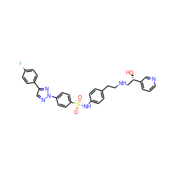 O=S(=O)(Nc1ccc(CCNC[C@H](O)c2cccnc2)cc1)c1ccc(-n2ncc(-c3ccc(F)cc3)n2)cc1 ZINC000026186522