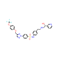 O=S(=O)(Nc1ccc(CCNC[C@H](O)c2cccnc2)cc1)c1ccc(-n2ncc(COc3ccc(OC(F)(F)F)cc3)n2)cc1 ZINC000026188926