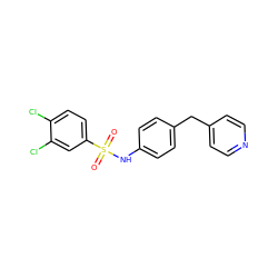 O=S(=O)(Nc1ccc(Cc2ccncc2)cc1)c1ccc(Cl)c(Cl)c1 ZINC000004289733