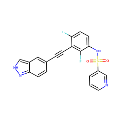 O=S(=O)(Nc1ccc(F)c(C#Cc2ccc3n[nH]cc3c2)c1F)c1cccnc1 ZINC000473131306