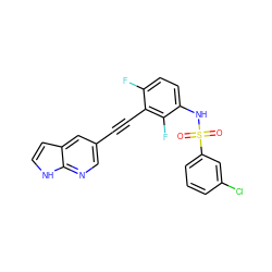 O=S(=O)(Nc1ccc(F)c(C#Cc2cnc3[nH]ccc3c2)c1F)c1cccc(Cl)c1 ZINC001772622340