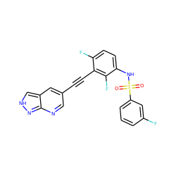 O=S(=O)(Nc1ccc(F)c(C#Cc2cnc3n[nH]cc3c2)c1F)c1cccc(F)c1 ZINC000473129471