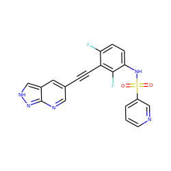 O=S(=O)(Nc1ccc(F)c(C#Cc2cnc3n[nH]cc3c2)c1F)c1cccnc1 ZINC000473132453