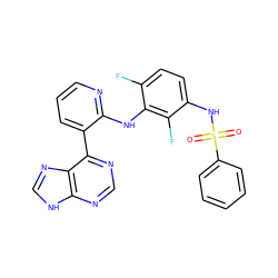 O=S(=O)(Nc1ccc(F)c(Nc2ncccc2-c2ncnc3[nH]cnc23)c1F)c1ccccc1 ZINC000166380380