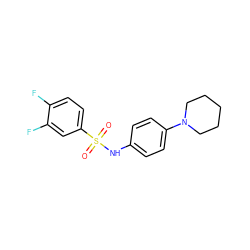 O=S(=O)(Nc1ccc(N2CCCCC2)cc1)c1ccc(F)c(F)c1 ZINC000005652219