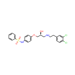 O=S(=O)(Nc1ccc(OC[C@@H](O)CNCCc2ccc(Cl)c(Cl)c2)cc1)c1ccccc1 ZINC000040956052