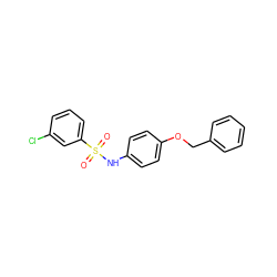 O=S(=O)(Nc1ccc(OCc2ccccc2)cc1)c1cccc(Cl)c1 ZINC000039975121