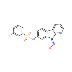 O=S(=O)(Nc1ccc2c(c1)C(=NO)c1ccccc1-2)c1cccc(F)c1 ZINC000254224207