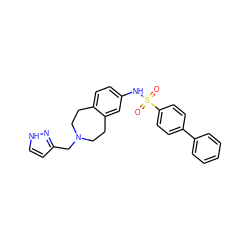 O=S(=O)(Nc1ccc2c(c1)CCN(Cc1cc[nH]n1)CC2)c1ccc(-c2ccccc2)cc1 ZINC000049110654