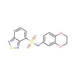 O=S(=O)(Nc1ccc2c(c1)OCCO2)c1cccc2nsnc12 ZINC000000223865