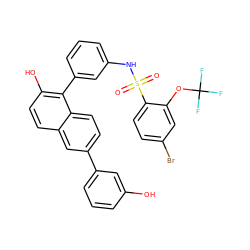 O=S(=O)(Nc1cccc(-c2c(O)ccc3cc(-c4cccc(O)c4)ccc23)c1)c1ccc(Br)cc1OC(F)(F)F ZINC000084711500