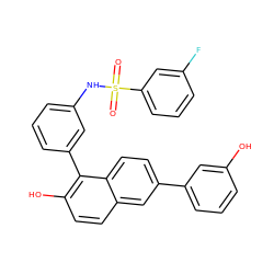 O=S(=O)(Nc1cccc(-c2c(O)ccc3cc(-c4cccc(O)c4)ccc23)c1)c1cccc(F)c1 ZINC000084724888