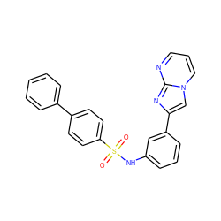 O=S(=O)(Nc1cccc(-c2cn3cccnc3n2)c1)c1ccc(-c2ccccc2)cc1 ZINC000008439647