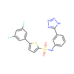 O=S(=O)(Nc1cccc(-c2nnn[nH]2)c1)c1ccc(-c2cc(F)cc(F)c2)s1 ZINC000114603975