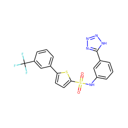 O=S(=O)(Nc1cccc(-c2nnn[nH]2)c1)c1ccc(-c2cccc(C(F)(F)F)c2)s1 ZINC000114603729